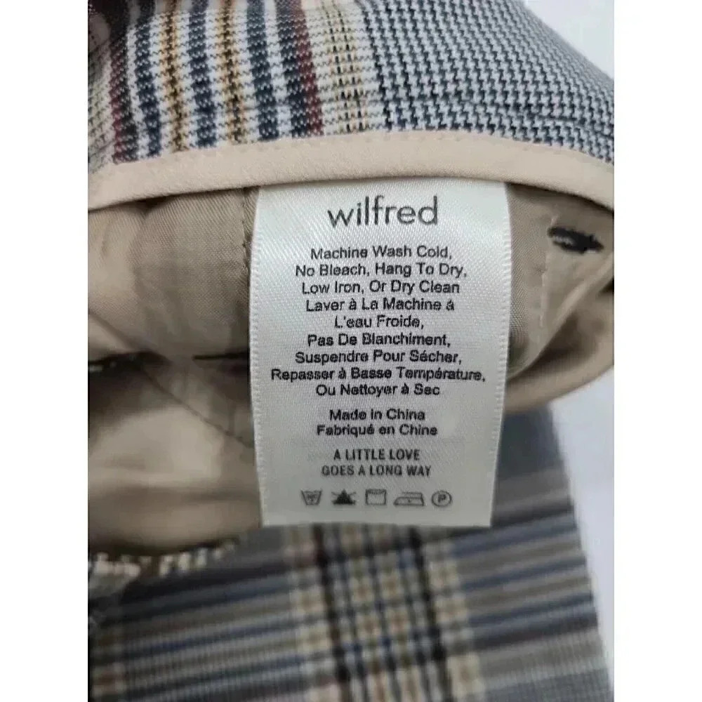Wilfred Aritzia Plaid Career Cropped Ankle Pants Women's Size Small Belted - Picture 5 of 7